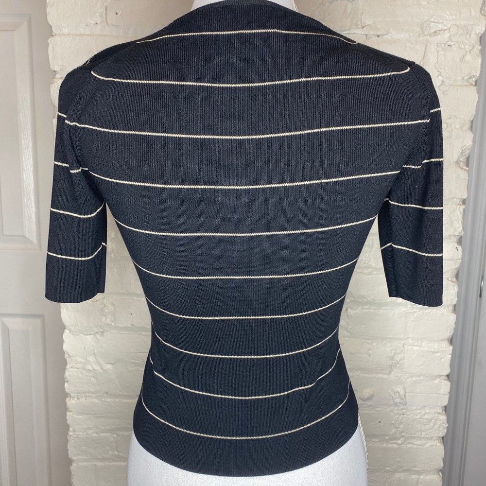 Ann Taylor LOFT Black with White Stripes blouse - Picture 3 of 4